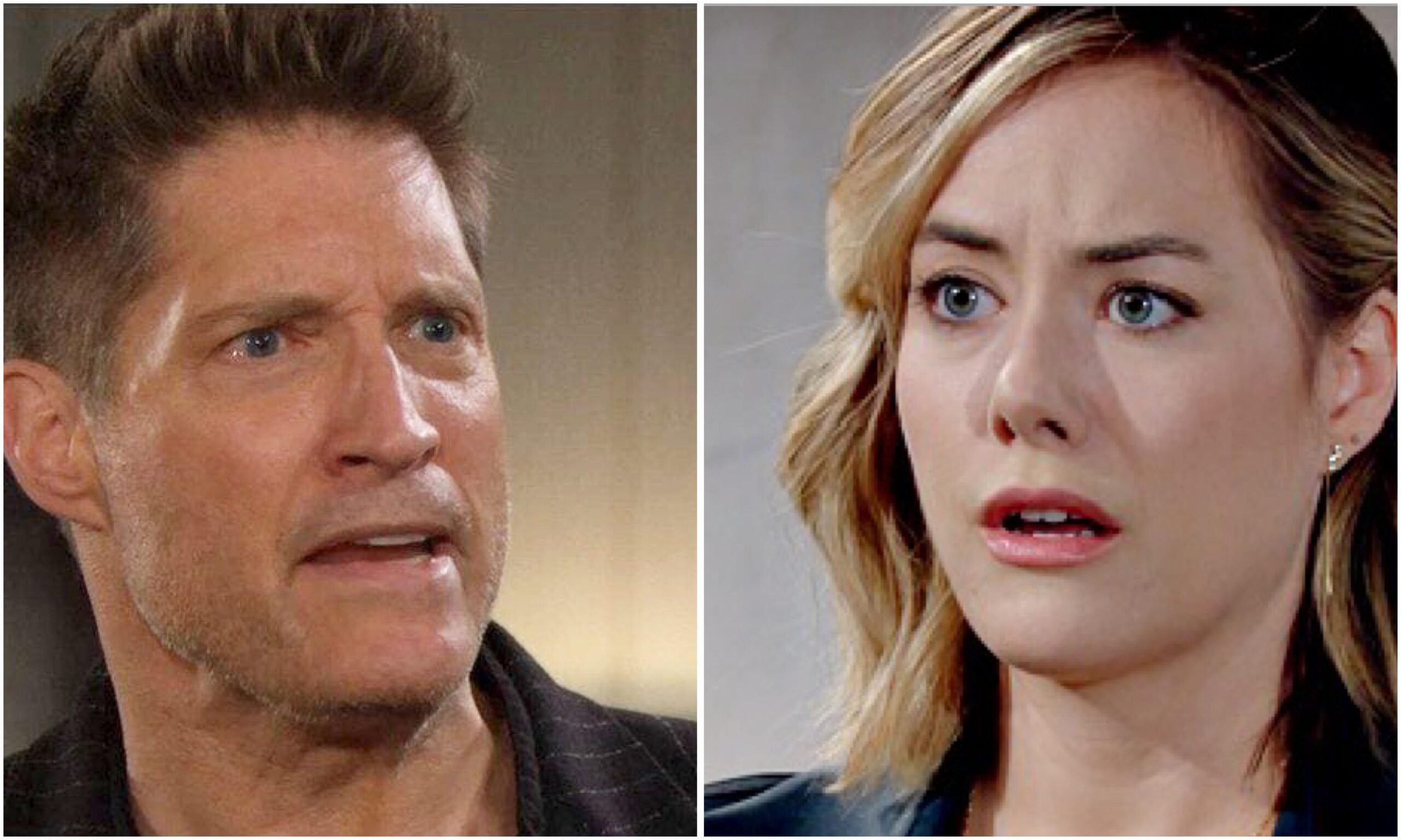 The Bold and the Beautiful spoilers Deacon Sharpe looking distressed Hope Logan looking concerned