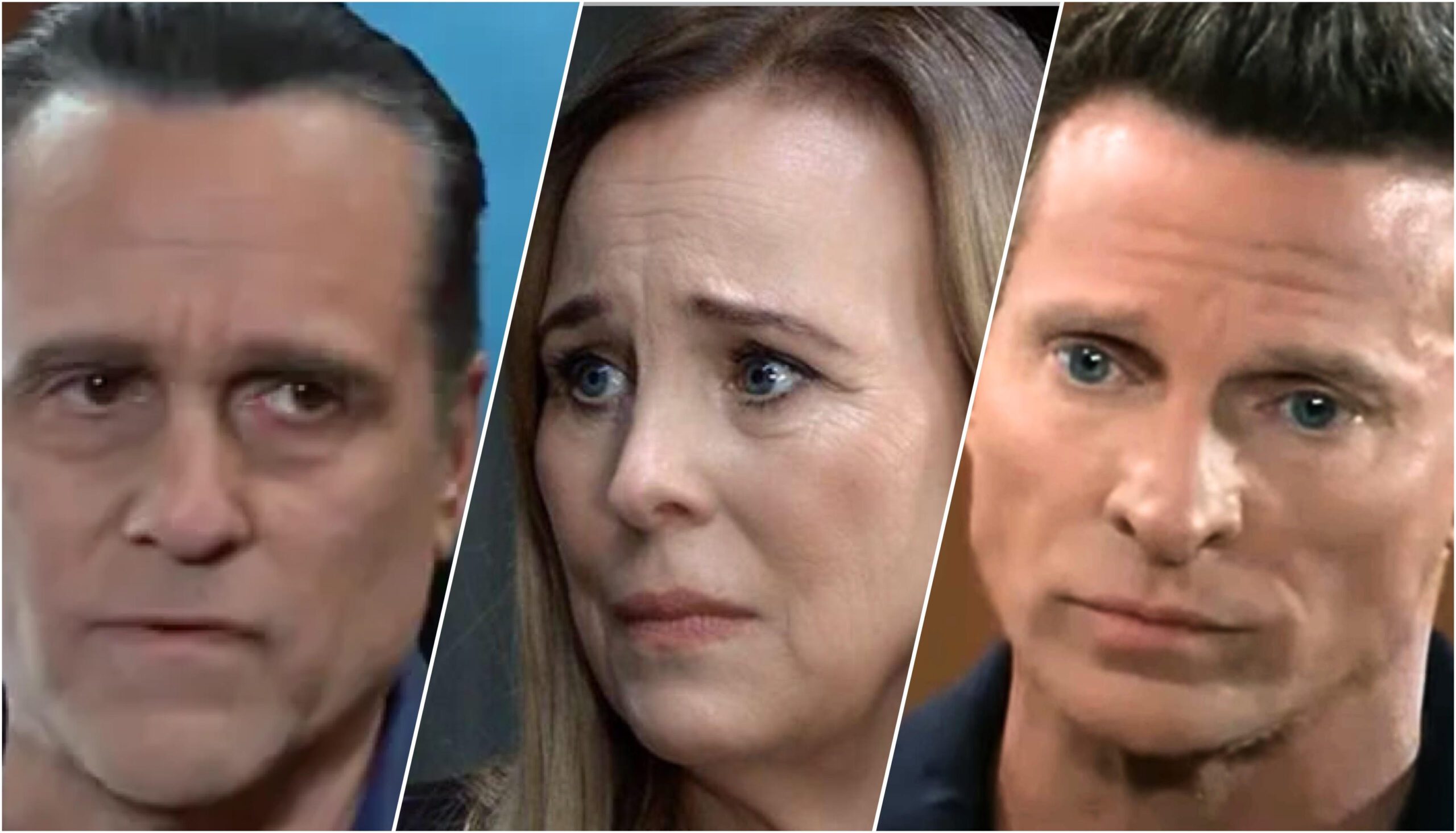 Sonny Corinthos Laura Spencer and Jason Morgan in tense standoff
