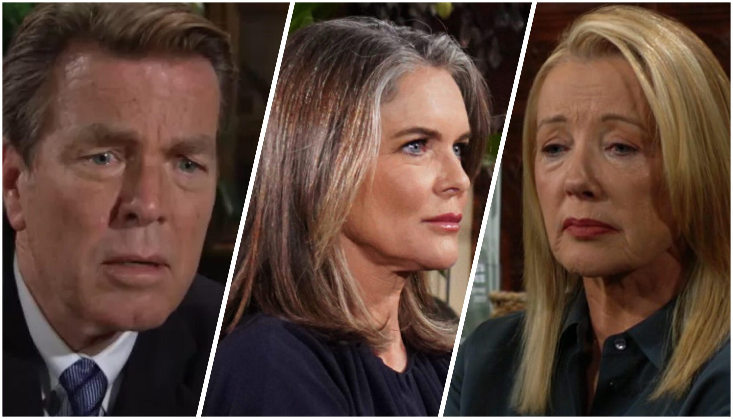 Jack Abbott in distress Diane Jenkins confident Nikki Newman angry
