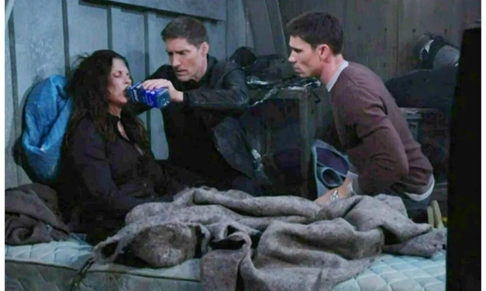 Sheila Carter distressed Sugar plotting Finn concerned Deacon worried