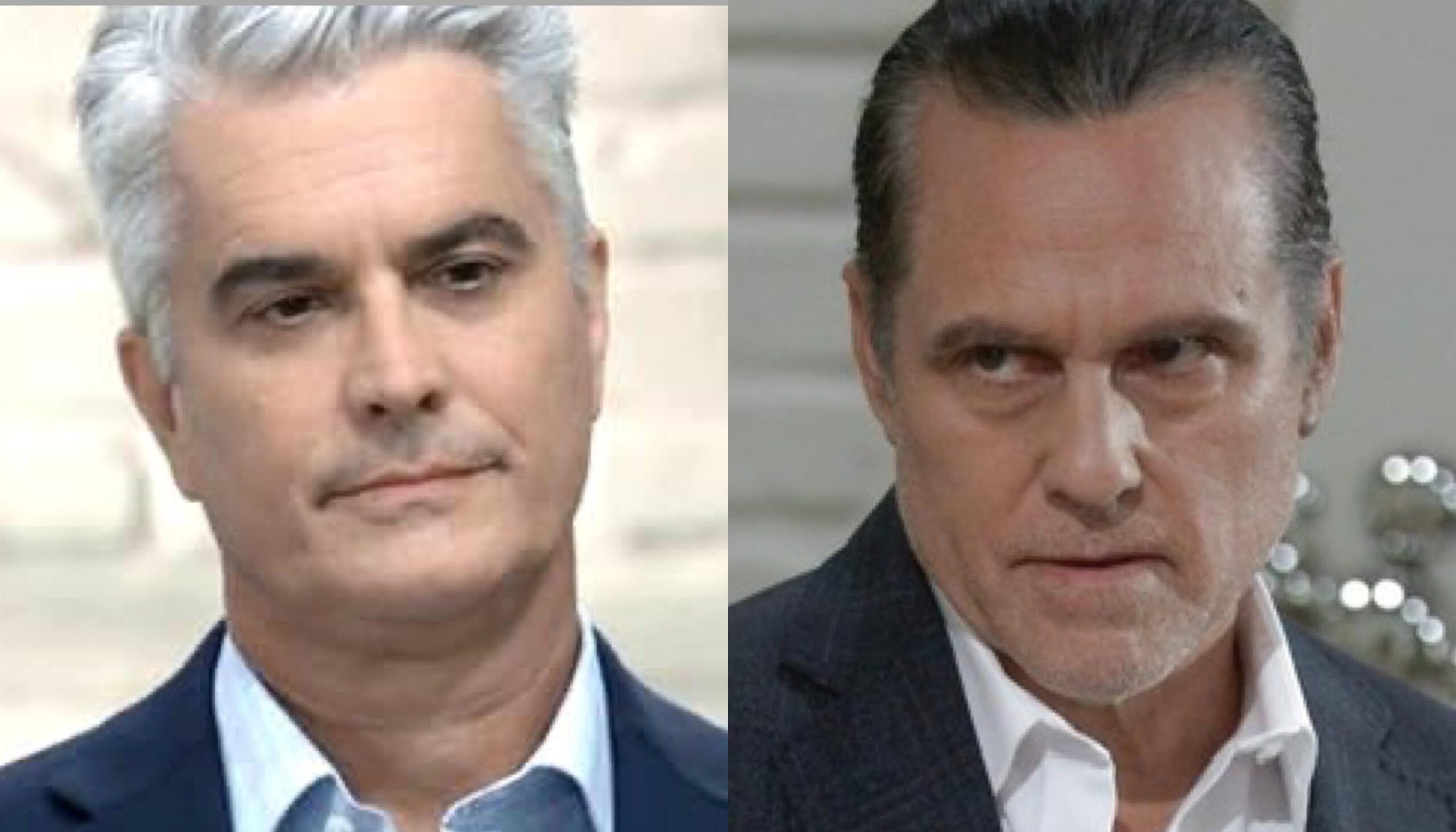 Rick Hearst as Ric Lansing and Maurice Benard as Sonny Corinthos face off on General Hospital