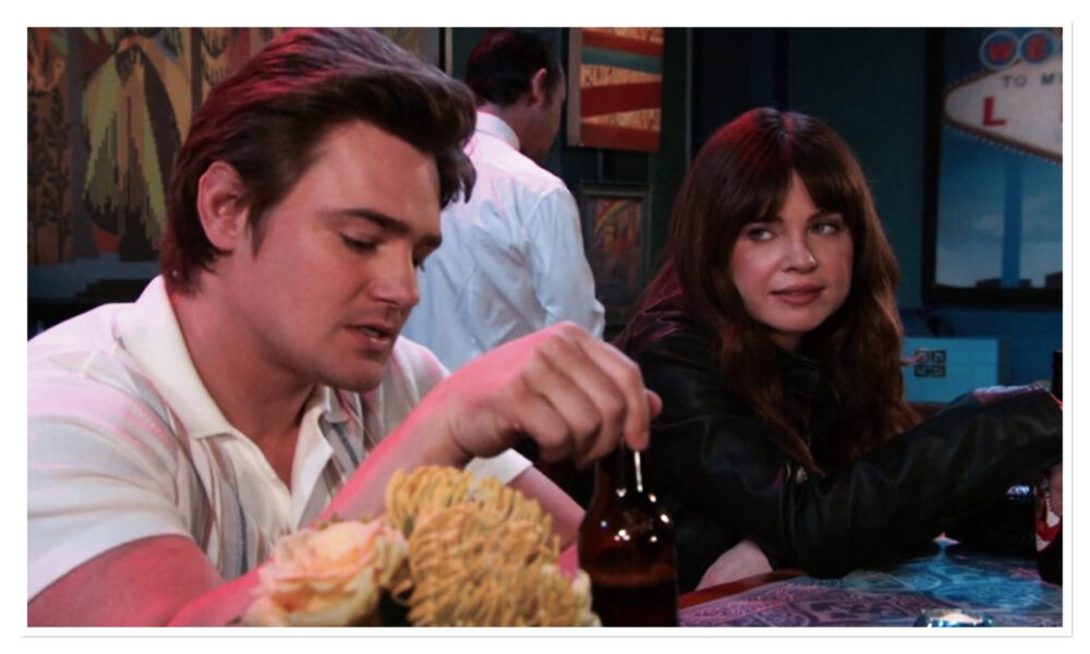 Days of Our Lives Johnny DiMera confides in newcomer Joy Wesley at Small Bar while suspecting Chanel of cheating