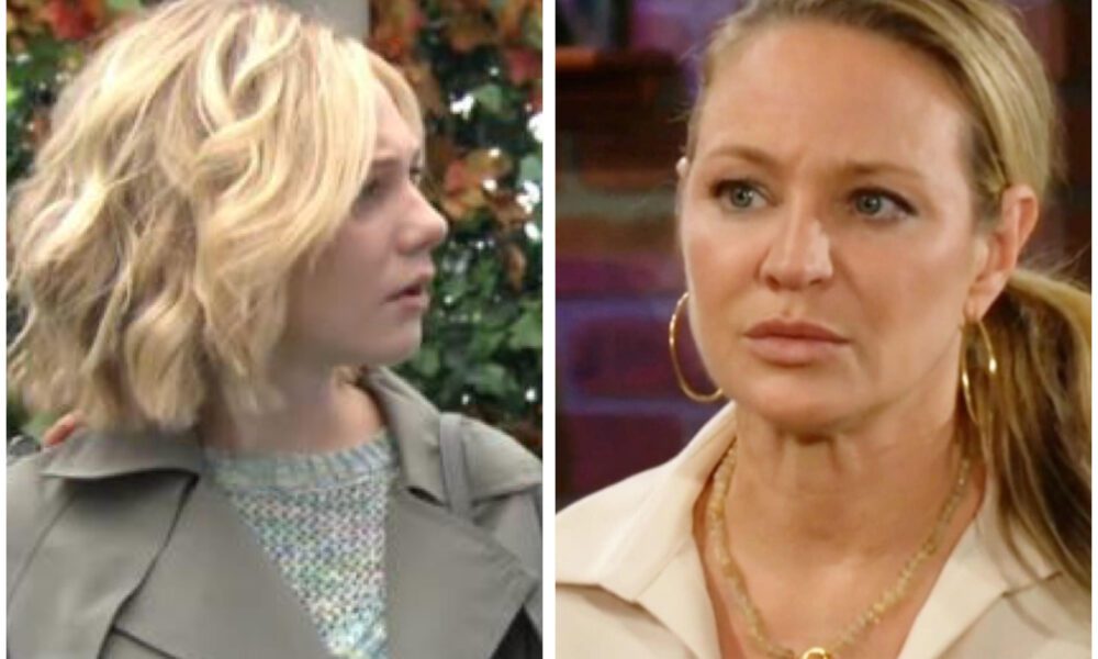 Young and Restless Lucy Romalotti investigates Sharon Newman's suspicious behavior