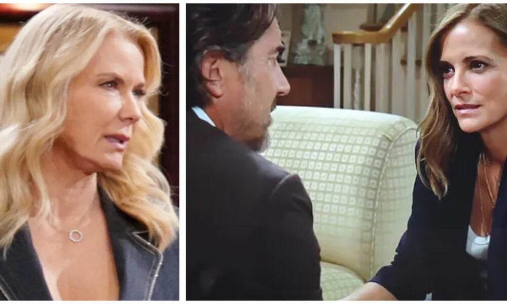 Bold and Beautiful Brooke discovers Ridge Taylor discussing Hope behind her back