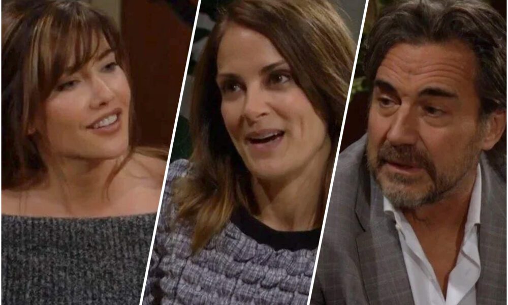 Bold and Beautiful Taylor Hayes contemplates her feelings while Ridge Forrester watches from afar