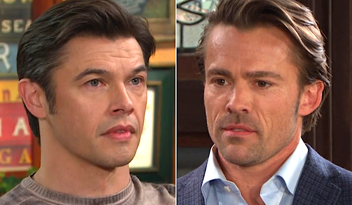 Xander Kiriakis (Paul Telfer) and Philip Kiriakis (John-Paul Lavoisier), the two sons of Victor who rigged the Kiriakis mansion to fail inspection in Days of Our Lives spoilers for October 13, 2026