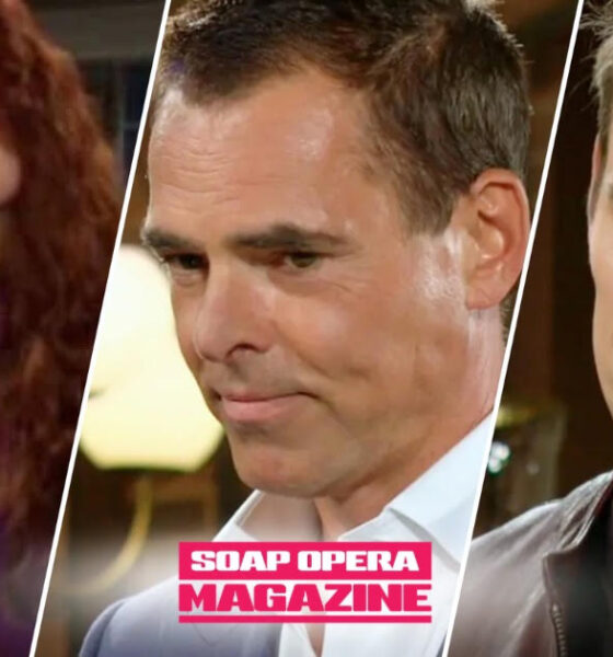 Sally Spectra caught between Billy Abbott and Adam Newman on The Young and the Restless