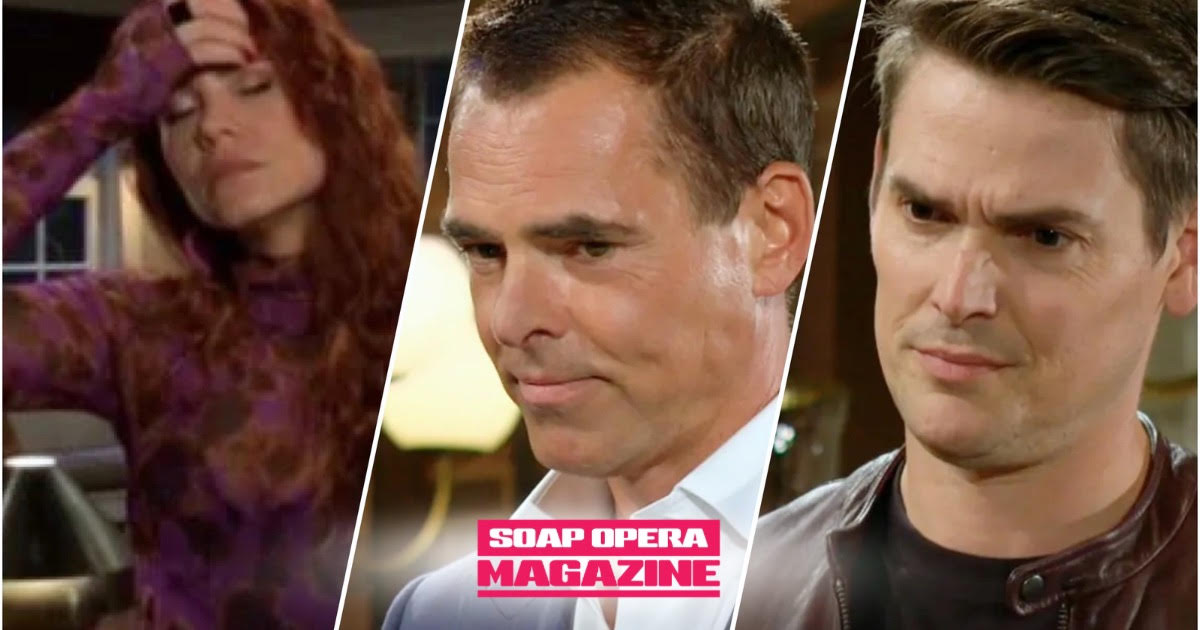 Sally Spectra caught between Billy Abbott and Adam Newman on The Young and the Restless