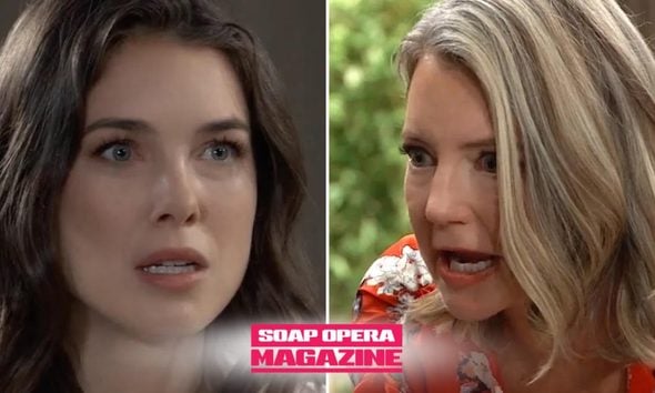 Willow Cain, Jack Brennan and Nina Reeves in the recording standoff on General Hospital