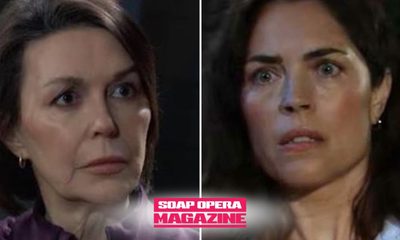 Anna Devane holds Britt Westbourne at gunpoint on General Hospital
