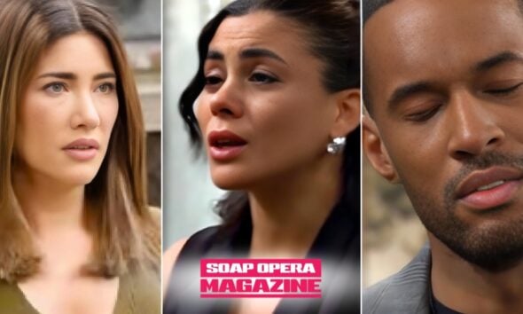 Steffy Forrester Finnegan (Jacqueline MacInnes Wood), Daphne Rose Walton (Murielle Hilaire) and Carter Walton (Lawrence Saint-Victor) as the surrogacy lie spreads on Bold and the Beautiful