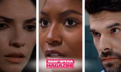 Brook Lynn Quartermaine breaks down in front of Trina Robinson and Harrison Chase on General Hospital