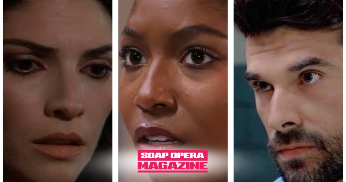 Brook Lynn Quartermaine breaks down in front of Trina Robinson and Harrison Chase on General Hospital