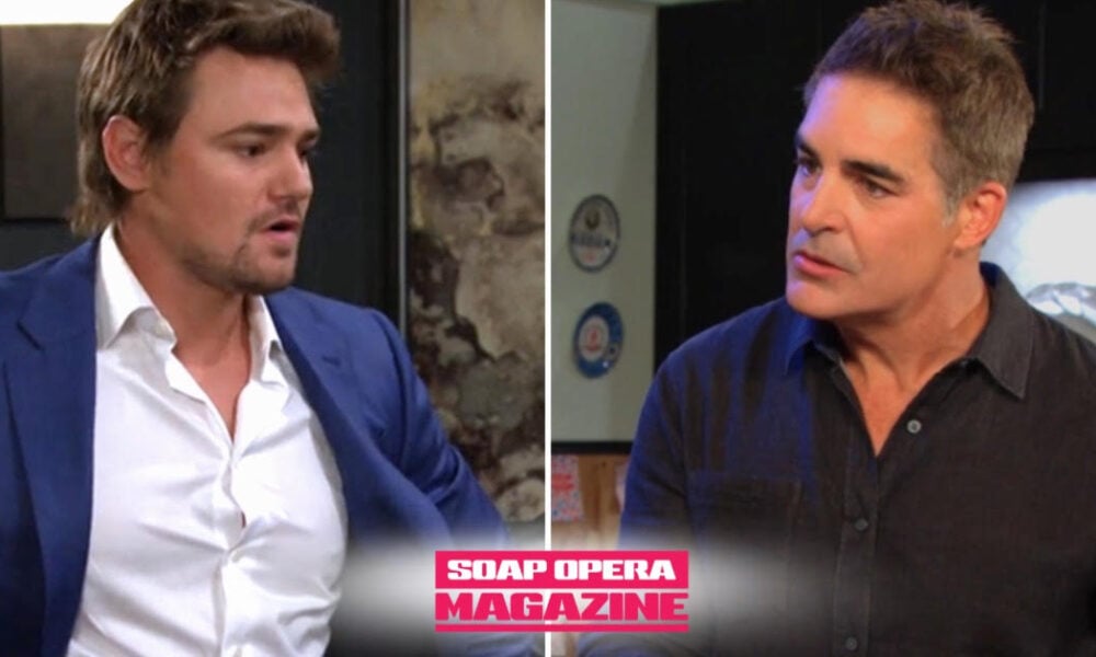 Johnny DiMera Featured image one close up, Johnny DiMera (Carson Boatman), jaw tight, eyes wet, about to confess
