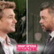 Johnny DiMera right, cornered but steady. DiMera mansion living room behind them