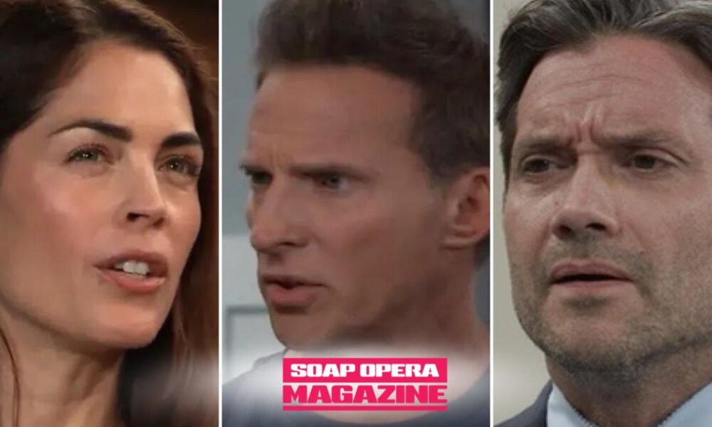 Britt Westbourne, Jason Morgan and Dante Falconeri as Britt erupts at Jason at the Brown Dog on General Hospital