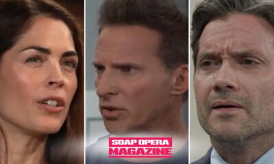 Britt Westbourne, Jason Morgan and Dante Falconeri as Britt erupts at Jason at the Brown Dog on General Hospital