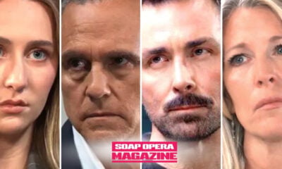 Josslyn Jacks (Eden McCoy), Sonny Corinthos (Maurice Benard), Valentin Cassadine (James Patrick Stuart) and Carly Spencer (Laura Wright) as Josslyn faces a Steinmauer warning on General Hospital