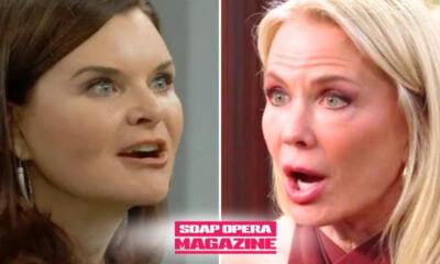 Katie Logan Spencer rages at Brooke Logan as Bill Spencer looks on, Bold and the Beautiful