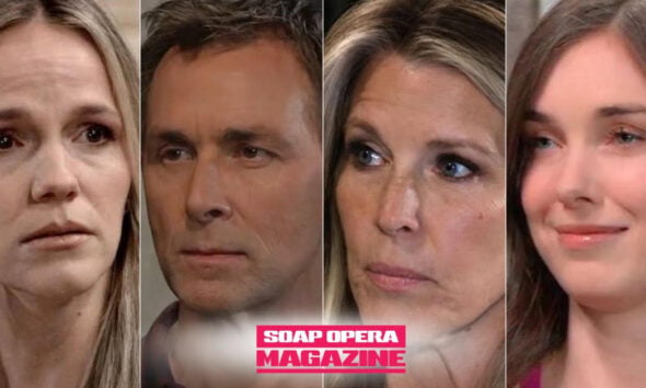 Lulu Spencer, Valentin Cassadine, Carly Spencer and Willow Cain as Valentin and Carly hide the WSB drug secret that could sink Lulu's libel case on General Hospital
