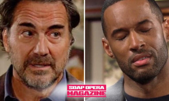 Ridge Forrester confronts Carter Walton beside Steffy Forrester Finnegan on Bold and the Beautiful
