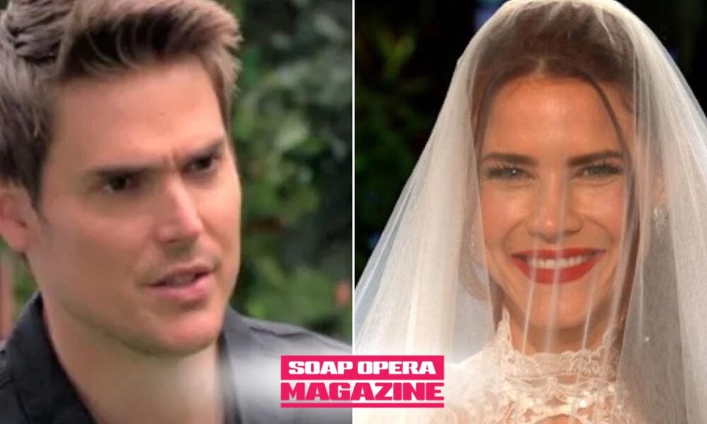 Will Sally Spectra (Courtney Hope) give birth at her wedding Adam Newman looks on, alarmed, on Young and the Restless