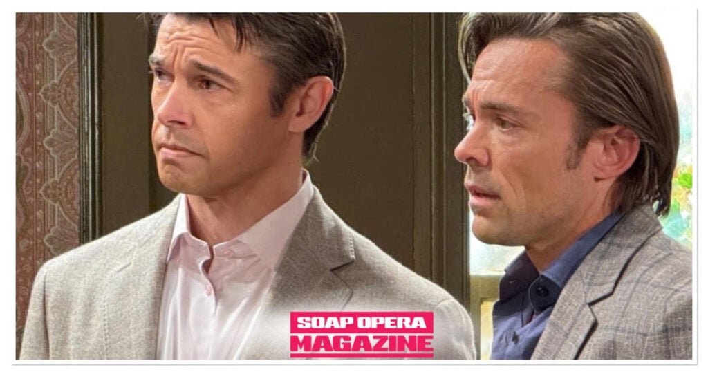 Xander Kiriakis (Paul Telfer) and Philip Kiriakis (John Paul Lavoisier) wait on the inspector in the mansion they rigged to fail in Days of Our Lives spoilers, October 13, 2026