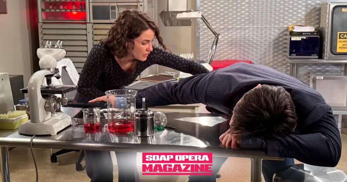 Xander Kiriakis (Paul Telfer) out cold in a lab with ex wife Sarah Horton (Linsey Godfrey) as George O'Halloran (Michael Rose) draws a gun in Days of Our Lives spoilers, October 2026