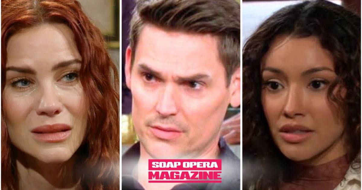 Young and the Restless spoilers, Sally Spectra (Courtney Hope) looks worried beside Adam Newman, Audra Charles, Traci Abbott, Jack Abbott and Diane Jenkins Abbott